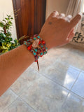 Pulseira 5 voltas | Quartzo Branco + Turquesa