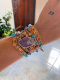Pulseira 5 voltas | Ametista + Jade Mel