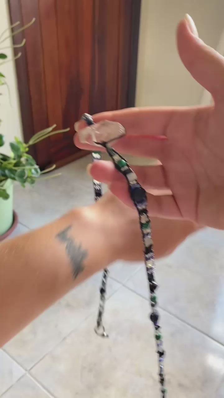 Pulseira 5 voltas | Quartzo Branco + Vulcânica